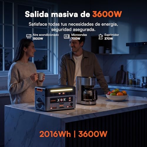 Central Portátil PowerMax 3600PE de 3600W com 2 painéis de 400W, gerador solar de 2016Wh, bateria LiFePO4, carregamento rápido de 80% em 45 minutos, APP, central elétrica para campismo/caravanas/emergências