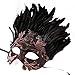 Mens Roman Copper Masquerade Mask with Feathers