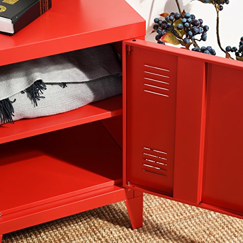 HouseinBox Office File Storage School Lab Supplies Stand Storage 2 Tier Cabinet Shelves, Detachable 4 Legs,Size:15.9'' x 12'' x 22.6'',Red - Thumbnail 6