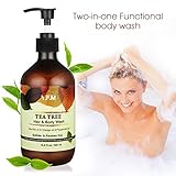 Tea Tree Hair & Body Wash - LuckFine 2 in 1 Anti-stress Bath and Shower Gel, Relieve Eczema, Treatment of Back Acne, Moisturizing Body Wash with Pump, Body & Hair Care, 16.8 fl. oz