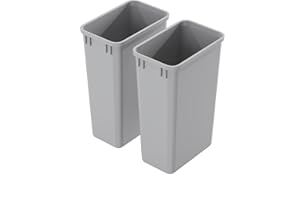 DOWELL KITCHEN & BATH Dowell 50Qt Waste Trash Container, 13Gal, Plastic, Stackable, for Kitchen/Bathroom/Office, Fits Under Sink/Desk (Grey 4000 50 04-2 Pack)