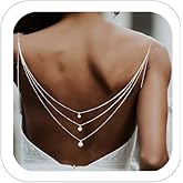 Pearl Back Chain for Backlesss Dress Layered Backdrop Dainty Chain Women Bridal Wedding Back Necklace Summer Beach Body Jewelry