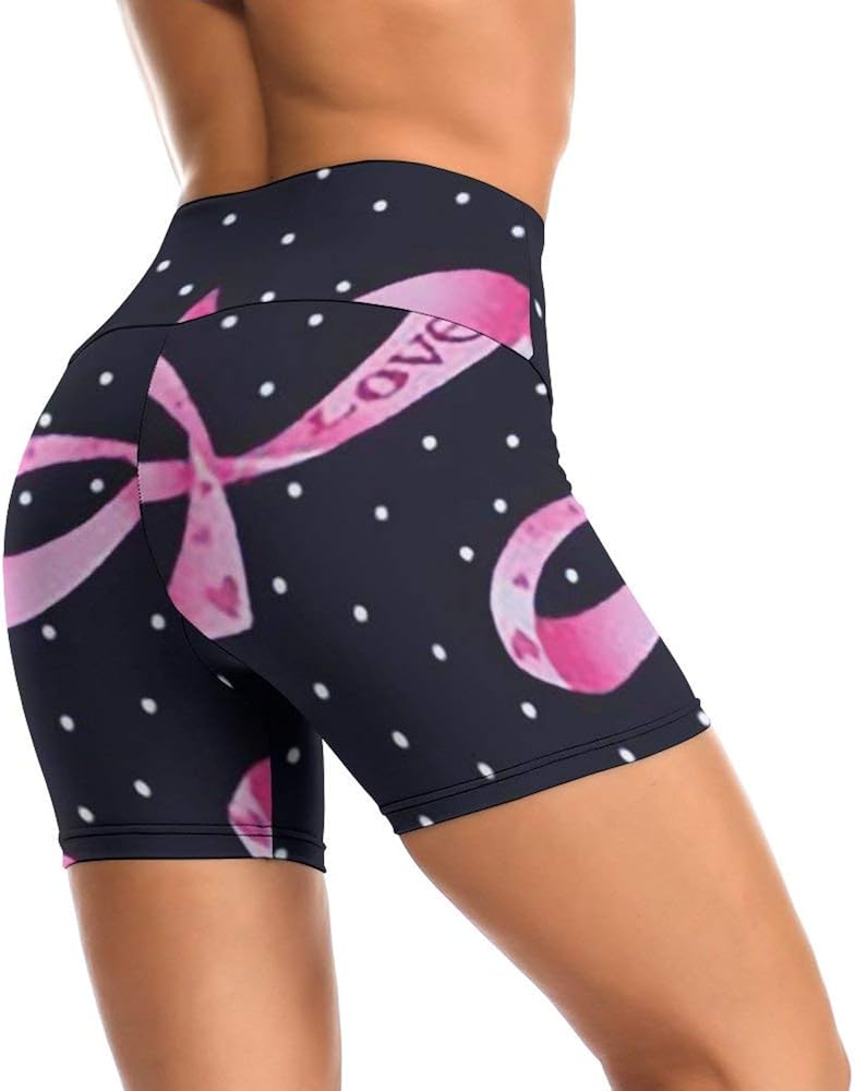 Breast Cancer Awareness Women Yoga Pants High Waist Workout Shorts Butt