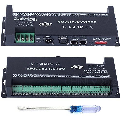 CHINLY 30 channel DMX 512 RGB LED strip controller dmx decoder dimmer driver DC9V-24V 2A/CH (30CH DMX 512 Decoder)