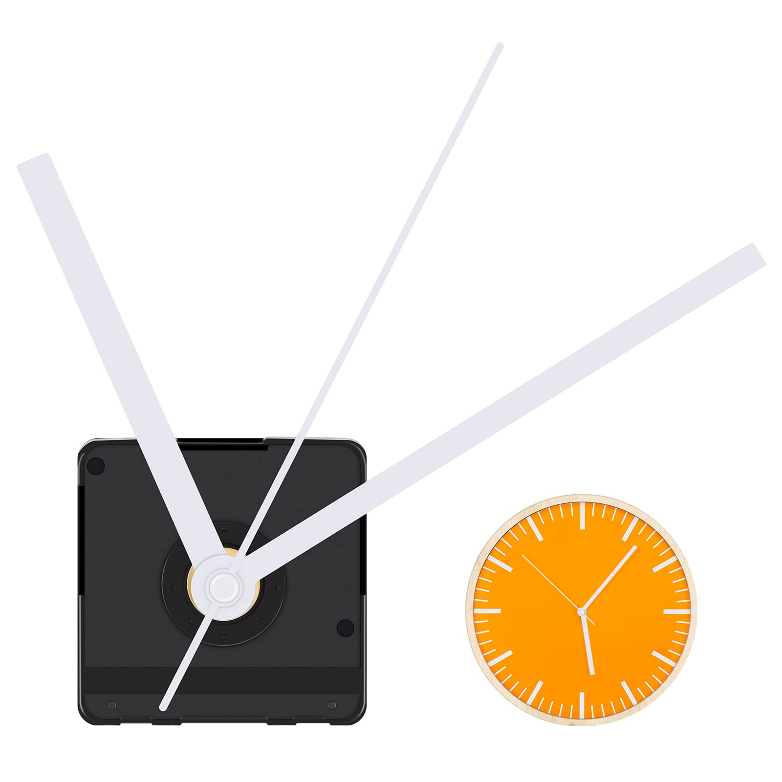 Silent Quartz Clock Mechanism Kit, Long Shaft Wall Clock Motor Movement Repair Parts, Silent Clock Mechanism Kit for DIY Crafts, White Hands, Electric Clock Movements Suitable for 8-12mm Maximum Dial