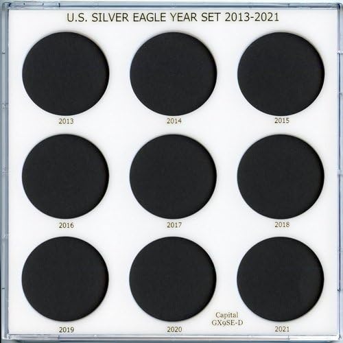 Capital Plastics 9-Coin Holder U.S. Silver Eagle Year Set 2013-2021 - White
