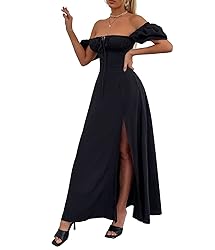 KUTUMAI Women's Summer Off Shoulder Maxi Dress Puff