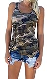 FUNOC® Women's Racerback Casual Strtech Camo Shirts Camouflage Tank Top