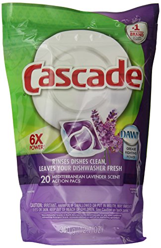 Cascade Actionpacs Dishwasher Detergent, Mediterranean Lavender Scent, 20-Count (Pack of 5)