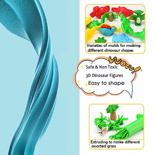 Jovatnana Dino World Modeling Clay Create with Clay Dinosaurs Kit Combines Art, Adventure, Science and Fun for The Perfect STEAM Experience Safe Non Toxic 26-Piece Set - Thumbnail 4