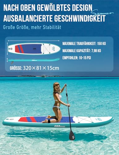 Tabla Paddle Surf Hinchable 320 cm con Accesorios Premium Sup,Paddle Board Surf para 2 Personas Principiante