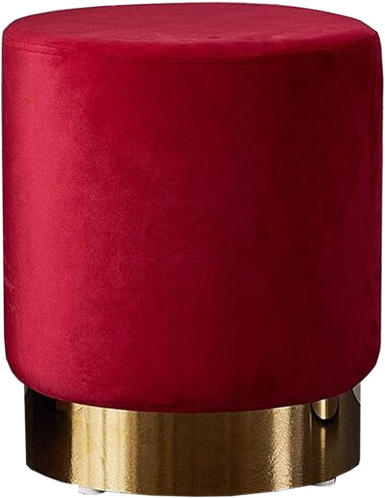 DALL Footstools Shoe Bench Small Sofa Stool Gold Metal Rim Makeup Stool Soft Cushion Durable Comfortable 36×36×45cm (Color : Red, Size : T1)