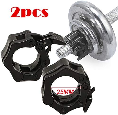 DXAMX 25mm Spin Lock Collars Barbell Collar Lock Dumbell Clips Clamp Weight Lifting Bar Gym Dumbbell Fitness Body Building（2pcs）