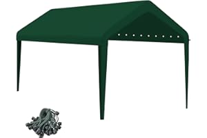 GOTRUTH 12x20 Canopy Replacement Cover, Carport Replacement Canopy Top Cover for 12' x 20' Frame, 800D Heavy Duty Waterproof & UV Protected Car Canopy with Ball Bungees (Frame is not Included) (Green)