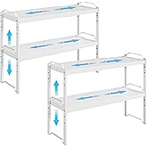 4 Pack Kitchen Cabinet Shelves Organizers, Kitchen Counter Storage Shelf Spice Rack, Expandable Length, Adjustable Height, Stackable, Sturdy 30LBS Bearing, Small Cupboard Tabletop Organizer Shelf Rack