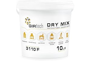 GIRtech Refractory Cement Dry Mix Mortar 10 LB 3110 Degree °F High Temp Heat Resistant Mortar for Repairing & Masonry, Fire Brick Lining Fire Pit, Fireplace, Kiln, Furnace, Forge