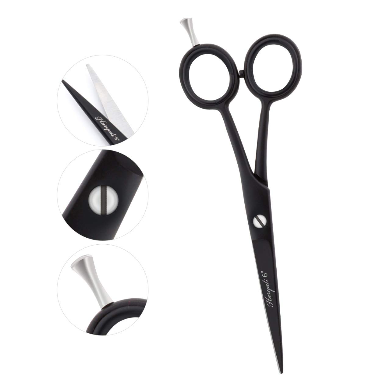 Haryali London Black Professional 6" Hairdressing Barber Scissors Hairdresser Hair Cutting Salon Shears With Fixed Screw