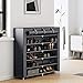 SONGMICS 7-Tier Fabric Shoe Storage Cabinet with Dustproof Cover, Holds 36 Pairs of Shoes, Closet Storage Organizer, Gray