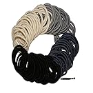 Kenz Laurenz 100 Hair Elastics Hair Ties No Crease Ouchless Ponytail Holders No Metal 4mm (100 Hair Elastics--Black Ombre)