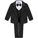 A&J DESIGN Baby Tuxedo 5-Piece Set Jacket & Shirt & Vest & Pants & Bowtie 6 Months - 3T