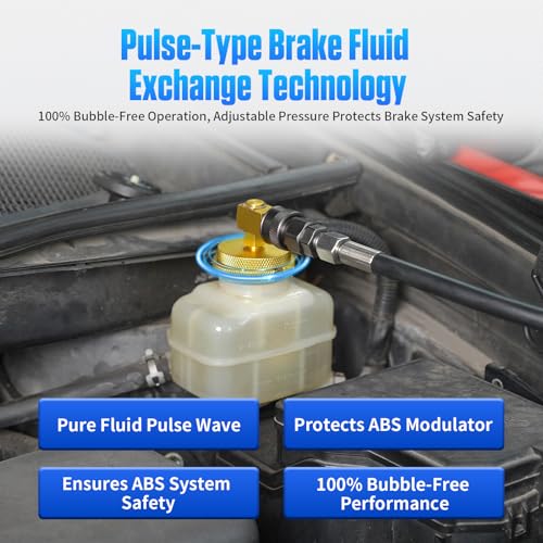 PLAYOCCAR Car Brake Bleeding Device; Electric Pulsating Automatic Brake Bleeding Set; 220 V Brake Fluid Changer with 9 Master Brake Cylinder Adapters and 1 Waste Oil Container