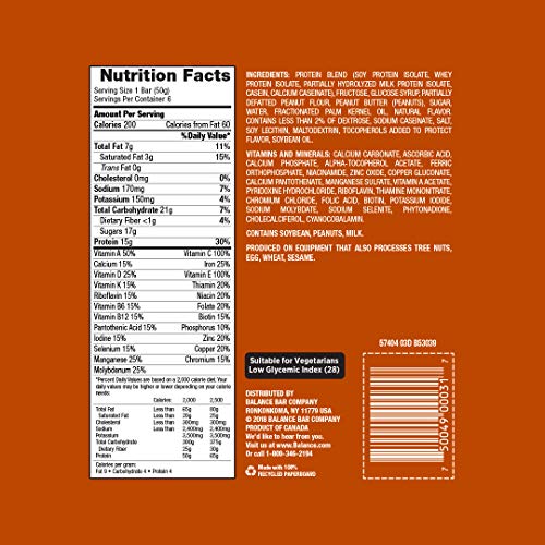 Balance Bar, Healthy Protein Snacks, Peanut Butter, 1.76 oz, 6 Count