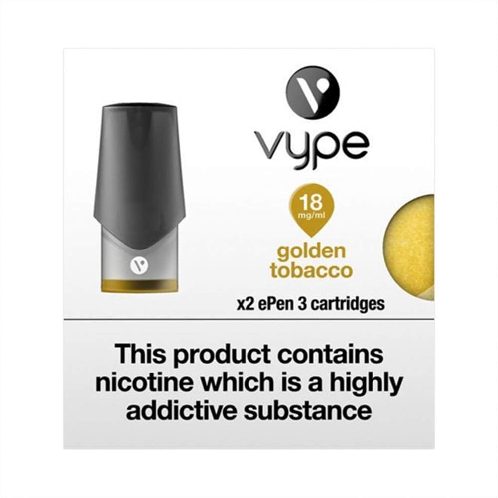 6X Golden Tobacco vPro ePen 3 Pods : Vype ePen 3 Cartridges Golden Tobacco 18mg (3 Packets)