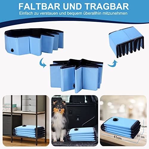 Ezilif Dog Pool for Large and Small Dogs, Foldable Dog Pool, Non-Slip, 120 x 30 cm Swimming Pool for Dogs, Thickened PVC, Paddling Pool, Dog Wear-Resistant, Dog Bathtub, Swimming Pool for Children