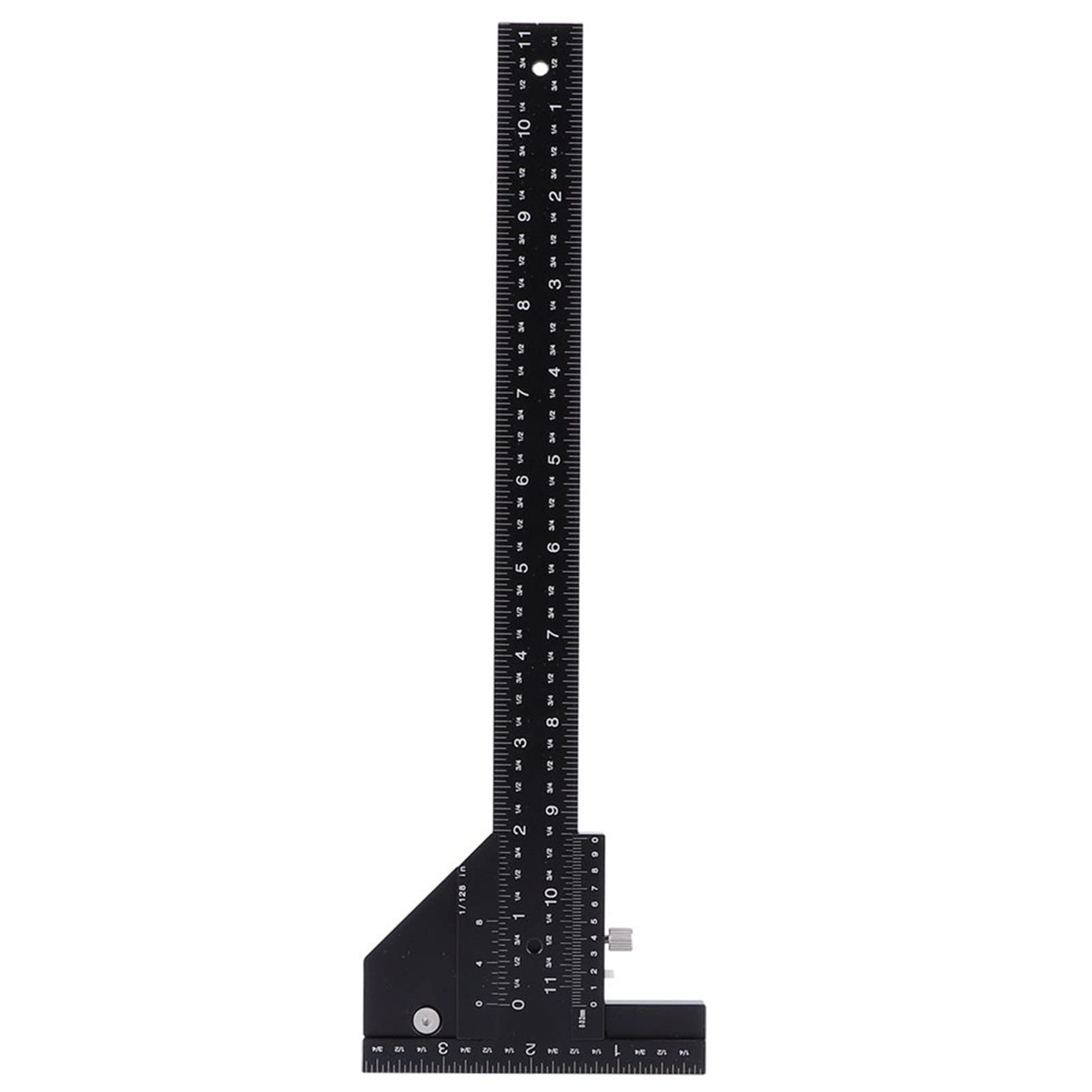T-Ruler, Aluminum Alloy T-Shaped Wood Scriber with Locking Device and Vernier Caliper for Precise Measurement, Woodworking Scribing Tool, 11 Inch