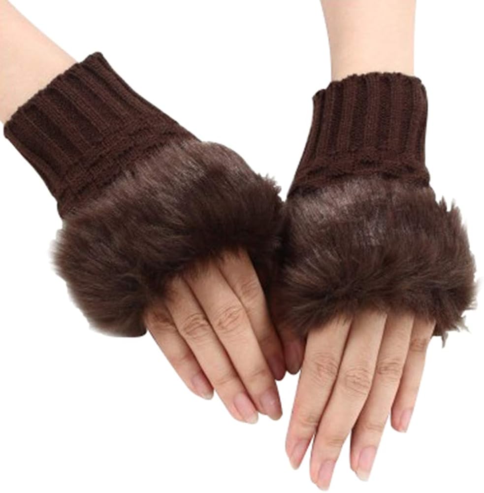 Qinlee Halb Handschuhe Gestrickte Winter W/ärmer Handschuhe mit Knopf Damen Fingerlose Armstulpen Einfarbig F/äustlinge Winter Zubeh/ör f/ür M/ädchen