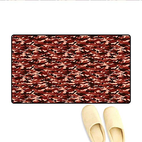 Doormat Uniform Design Color Bursts Environment Hiding Concealment Pattern Floor Mat Bath Mat for Tub Dark Brown Redwood Peach 32"x48" - Thumbnail 6