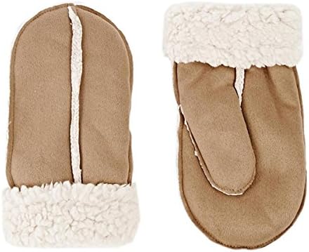 Outdoor Windproof Warmful Thicken Suede Winter Lamb Wool Leather Gloves (Khaki)