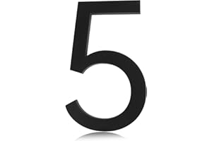 REAVOR Adress Numbers - Self Adhesive 5 Inch Black Mailbox Numbers House Numbers for Apartment Door Farmhouse Mailbox Office Hotel Outside,House Numbers and Letters, Frosted Matte Black Acrylic House Number