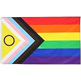 ANJOR Intersex Progress Pride Flag 3x5Fts - All inclusive Lesbian Gay Bisexual Transgender Rainbow Flag