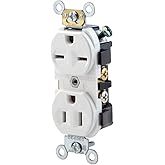Leviton 5031-W 15 Amp, 125/250 Volt, Narrow Body Duplex Receptacle, Straight Blade, Commercial Grade, Self Grounding, Dual Vo