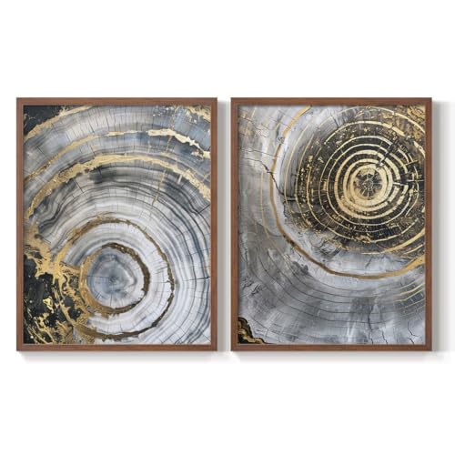 Renditions Gallery Set of 2 Peel & Stick Framed Prints, Abstract Wall Art, Circ…