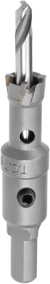 Sourcingmap Carbide Hole Saw Drill Bit, 14mm Hole Cutter for Stainless Steel Alloy Cast Iron Copper Metal Sheet, with Limit Step