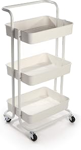 Maison & White 3 Tier Storage Trolley White with Wheels 43x36x86cm view 1