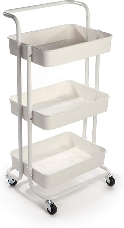Maison & White 3 Tier Storage Trolley White with Wheels 43x36x86cm
