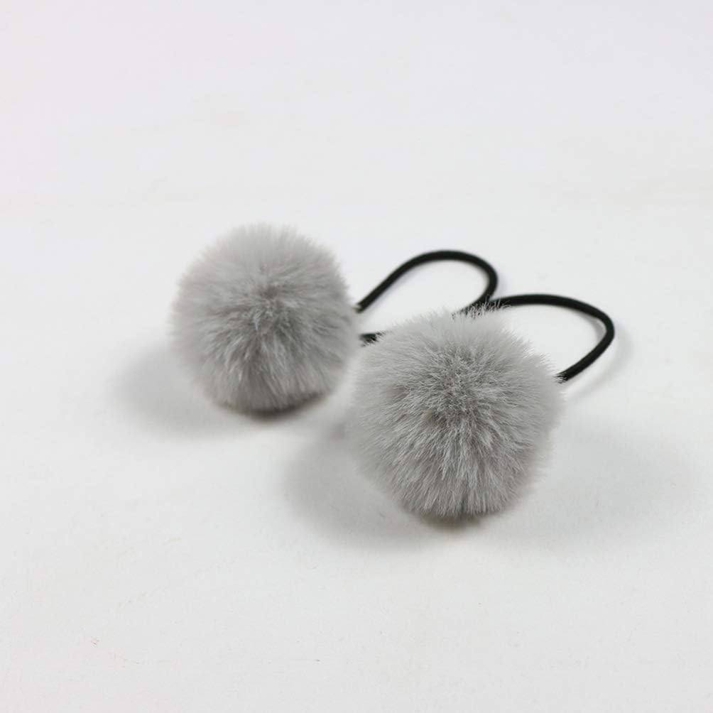 Lurrose 12 Pieces Pom Hair Ties Pompom Ball Elastic Hair Band Ball Fluffy Ponytail Holders Plush Hair Accessories for Women Lady Girls - Image 5