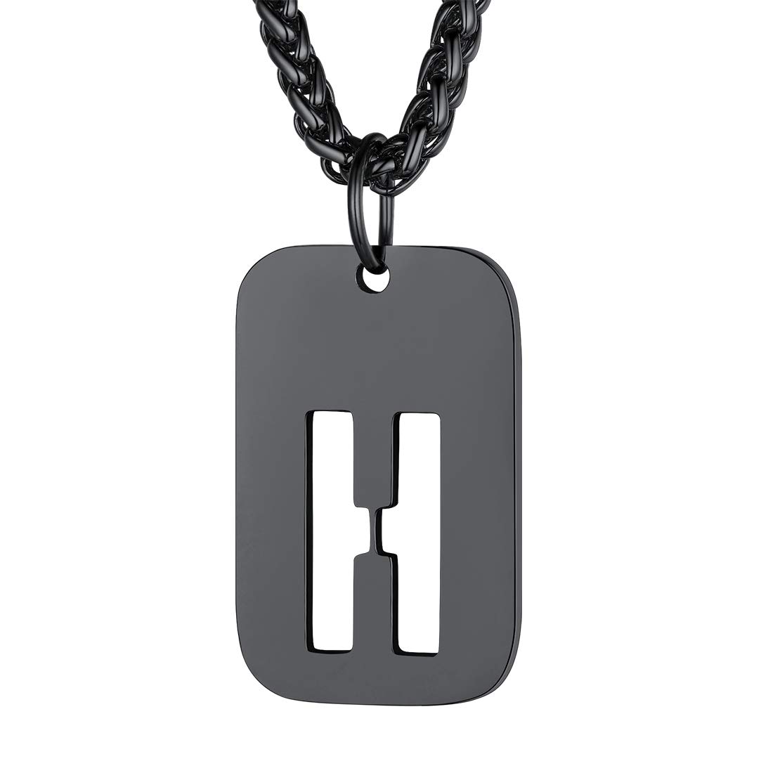 FindChic Black Dog Tag Chain Letter Pendant Necklace for Women