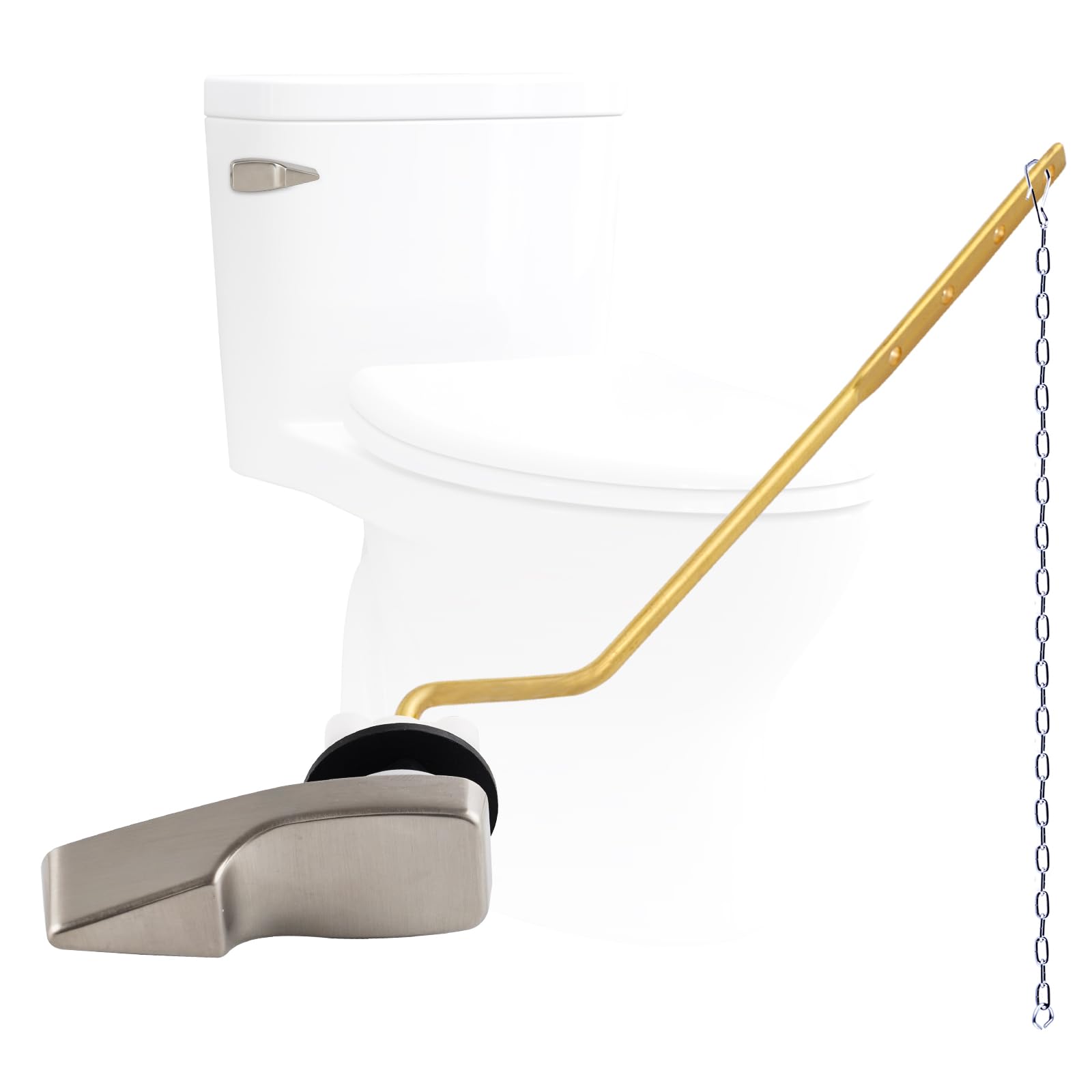 Photo 1 of Universal Side Mount Metal Toilet Handle Replacement Kit Compatible with American Standard/Mansfield/Gerber/TOTO/Kohler Toilet, Toilet Tank Flusher Lever with Flapper Chain, Brushed Nickel
