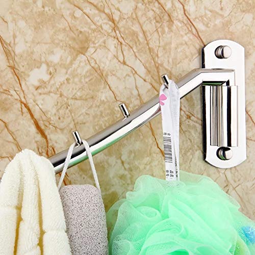 MulYeeh Folding Wall Mounted Clothes Rack, Coat Hanger Stainless Steel Clothes Hook with Swing Arm, Clothing Hanging System Closet Storage Organizer