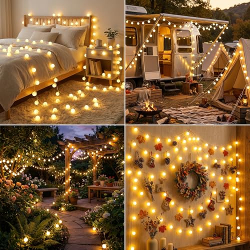 Giliwosy 60LEDs 10 m LED Lights Battery Operated with USB 8 Function Modes Timer IP65 Waterproof Decorative LED Lights for Balcony Garden Party Room Camping Christmas