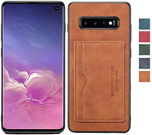 Samsung Galaxy S10 Plus Leather Case, S10 Plus Slim Wallet Case, Leather Back Cover Case,Credit Card Slot Design, Durable Protective Case for Samsung S10+ Brown