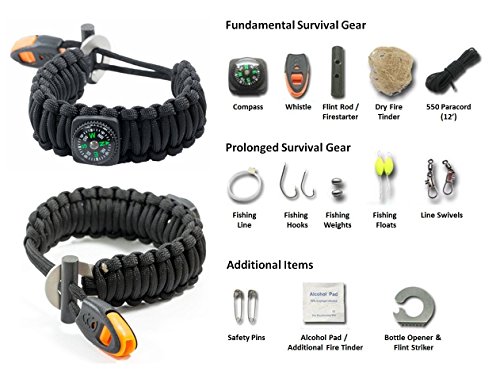 BIOC--Bracelet-Survival-Kit-550-Paracord-15-uses-in-1--BLACK