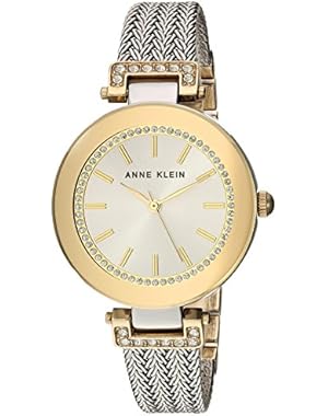 Women's Quartz Metal and Stainless Steel Dress Watch, Color:Silver-Toned (Model: AK/1907SVTT)