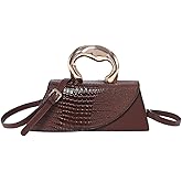 WIGUYUN Women Vegan Leather Evening Handbag Crocodile Pattern Handle Clutch Purse Cross Body Envelope Bag
