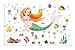 ufengke Colorful Mermaid Underwater World Wall Decals, Children's Room Nursery Removable Wall Stickers Murals