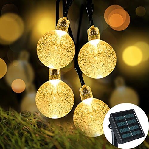 Solar String Light 20 ft 30LED Crystal Ball Waterproof Globe String Lights Solar Powered LED Fairy Lighting for Garden Home Landscape Party, Festival ,Holiday Decorations(Warm White)